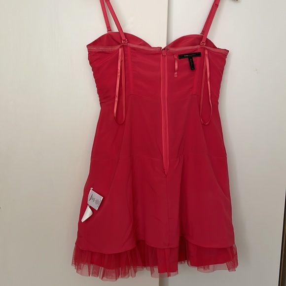 Sateen Pleated Strapless Tulle Taffeta Cocktail Dress - Picture 7 of 13